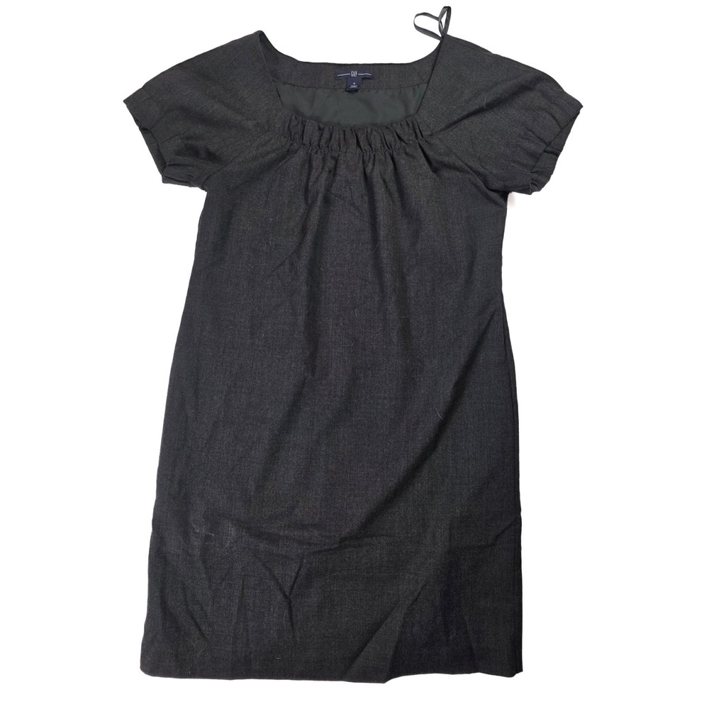 Gap Gray Babydoll Dress Pleated Neckline Women's Size Small